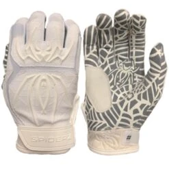 SPIDERZ HYBRID BATTING GLOVES - WHITE/WHITE