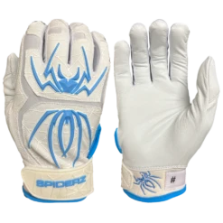 2022 Spiderz ENDITE Batting Gloves - White/Columbia Blue