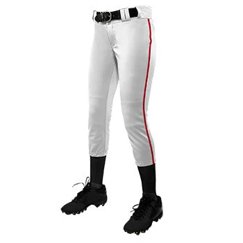 Champro- Girls/Womens Fastpitch Pants- White/Red Stripe 3 Champro- Girls/Womens Fastpitch Pants- White/Red Stripe