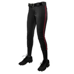 Champro- Girls/Womens Fastpitch Pants- Black/Red Stripe