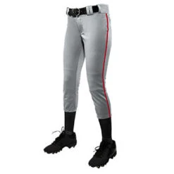 Champro- Girls/Womens Fastpitch Pants- Grey/Red Stripe