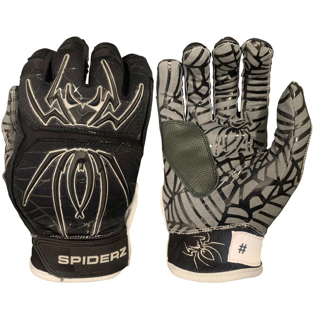 SPIDERZ HYBRID BATTING GLOVES - BLACK/SILVER 2021 3 SPIDERZ HYBRID BATTING GLOVES - BLACK/SILVER 2021