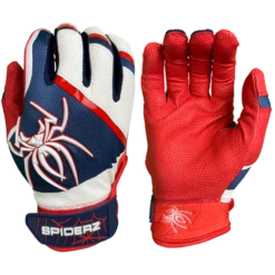 2023 Spiderz PRO Batting Gloves - White/Red/Navy Blue