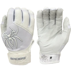 2023 Spiderz PRO Batting Gloves - White/Silver LTE "Ice"