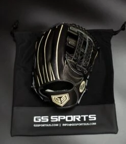GS Sports Pro Series 13" And 12.5" Laced H Web Ball Glove - Black With Carbon Fiber And Gold